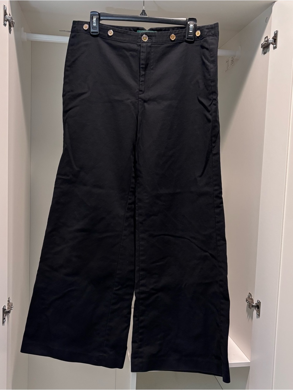Lauren Ralph Lauren Black Wide-Leg Chinos